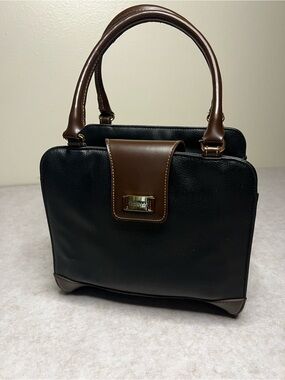 Vintage Carryland America Black Brown Triple Compartment Satchel Handbag 90’s